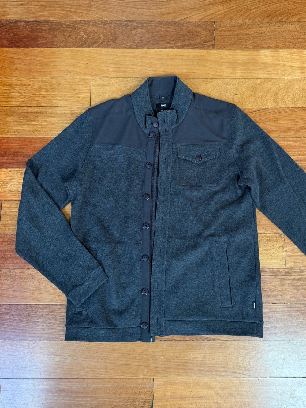 Hugo Boss Full-Zip Dark Grey Sweater Jacket - Size XL